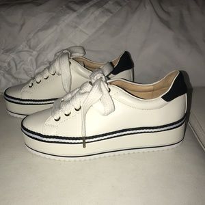 Joie Cream and Black Platform Sneakers
